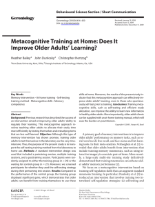 Metacognitive Training at Home: Does It Improve Older Adults’ Learning?