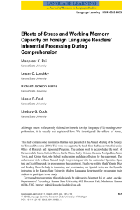 Effects of Stress and Working Memory Capacity on Foreign Language Readers’