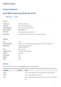 Anti-NSE antibody [5A4] ab10169 Product datasheet 2 References 1 Image