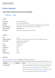 Anti-NSE antibody [5G10] ab8324 Product datasheet 2 References 1 Image