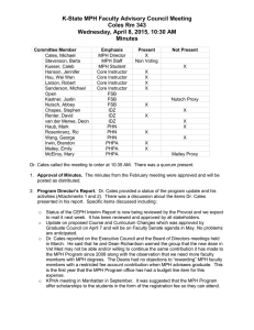 K-State MPH Faculty Advisory Council Meeting Coles Rm 343 Minutes