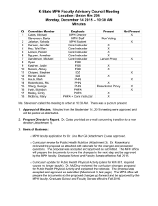 K-State MPH Faculty Advisory Council Meeting Location: Union Rm 205