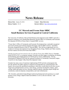 News Release  UC Merced and Fresno State SBDC