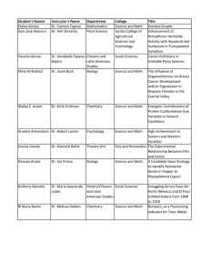 Student's Names Instructor's Name Department College