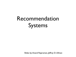 Recommendation Systems Slides by: Anand Rajaraman, Jeffrey D. Ullman