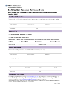 Certification Renewal Payment Form Certificant Information