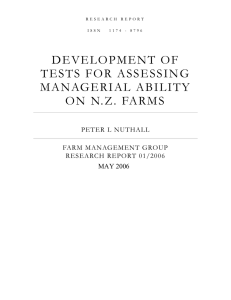 DEVELOPMENT OF TESTS FOR ASSESSING MANAGERIAL ABILITY ON N.Z. FARMS