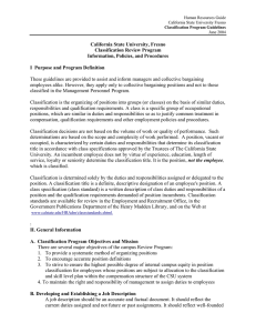 California State University, Fresno Classification Review Program Information, Policies, and Procedures
