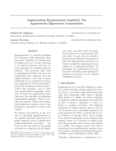 Implementing Regularization Implicitly Via Approximate Eigenvector Computation