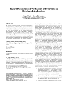Toward Parameterized Verification of Synchronous Distributed Applications Sagar Chaki James Edmondson