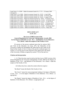 Legal Notice 11 of 2005 – Malta Government Gazette No.... Amended by: