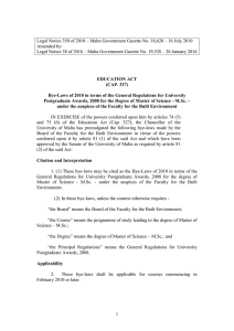 Legal Notice 350 of 2010 – Malta Government Gazette No.... Amended by:
