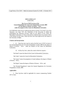 Legal Notice 322 of 2015 – Malta Government Gazette No.19,482 –...  EDUCATION ACT (CAP. 327)