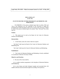 Legal Notice 159 of 2015 – Malta Government Gazette No....  EDUCATION ACT (CAP. 327)