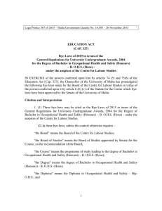(CAP. 327) Bye-Laws of 2015 in terms of the