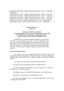 Legal Notice 169 of 2005 - Malta Government Gazette No.... Amended by: