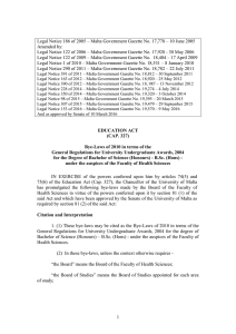 Legal Notice 186 of 2005 – Malta Government Gazette No.... Amended by: