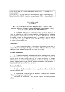Legal Notice 54 of 2013 – Malta Government Gazette 19,027 –... As amended by: