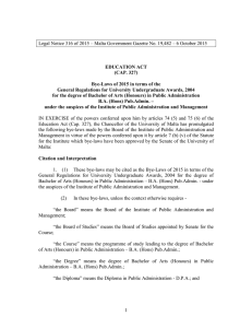 Legal Notice 316 of 2015 – Malta Government Gazette No.... EDUCATION ACT (CAP. 327)