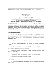Legal Notice 162 of 2015 – Malta Government Gazette 19,427 –...  EDUCATION ACT (CAP. 327)