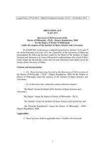 Legal Notice 379 of 2014 – Malta Government Gazette 19,323, -...  EDUCATION ACT (CAP. 327)