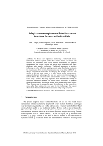 Adaptive mouse-replacement interface control functions for users with disabilities