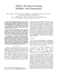 NSEC5: Provably Preventing DNSSEC Zone Enumeration Sharon Goldberg , Moni Naor