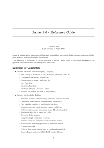 Jarnac 2.0 - Reference Guide Version 2.0 Last revised 7 June 2005