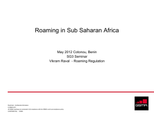 Roaming in Sub Saharan Africa May 2012 Cotonou, Benin SG3 Seminar