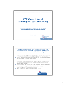 ITU Expert-Level Training on cost modeling
