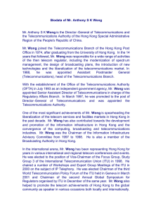 Biodata of Mr. Anthony S K Wong  Wong