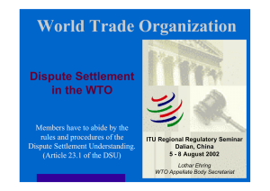 World Trade Organization Dispute Settlement in the WTO