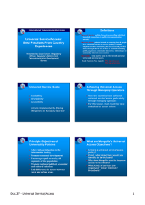 Universal Service/Access: Best Practices From Country Definitions