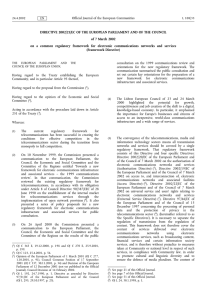 DIRECTIVE 2002/21/EC OF THE EUROPEAN PARLIAMENT AND OF THE COUNCIL