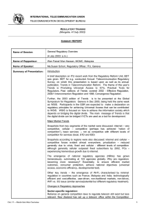 TELECOMMUNICATION DEVELOPMENT BUREAU General Regulatory Overview (4 July 2003: a.m.)