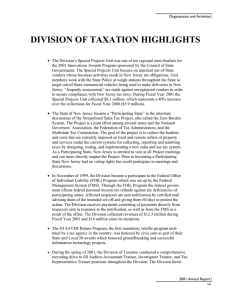 DIVISION OF TAXATION HIGHLIGHTS