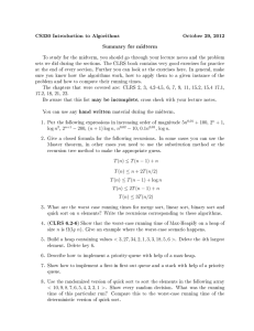 CS330 Introduction to Algorithms October 29, 2012 Summary for midterm