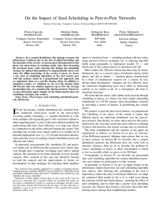 On the Impact of Seed Scheduling in Peer-to-Peer Networks Flavio Esposito