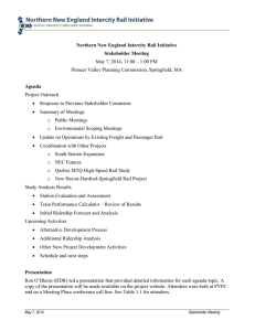 Northern New England Intercity Rail Initiative Stakeholder Meeting Agenda