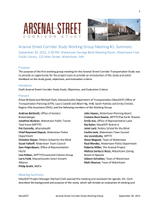 Arsenal Street Corridor Study Working Group Meeting #1: Summary