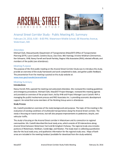 Arsenal Street Corridor Study - Public Meeting #1: Summary