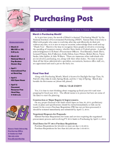 Purchasing Post March is Purchasing Month! Volume 7, Issue 3 March 2014
