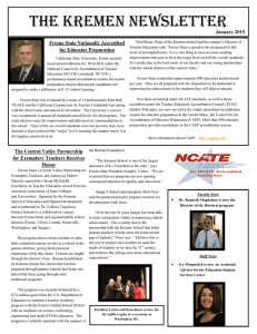 The Kremen Newsletter January 2015 Fresno State Nationally Accredited