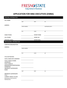 APPLICATION FOR MBA EXECUTIVES (EMBA)