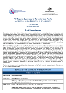 ITU Regional Cybersecurity Forum for Asia-Pacific Draft Forum Agenda