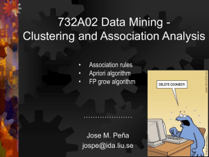 732A02 Data Mining - Clustering and Association Analysis • Association rules