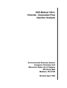 ESS Method 140.4: Chloride - Automated Flow Injection Analysis