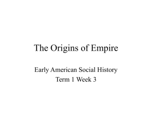 The Origins of Empire Early American Social History Term 1 Week 3