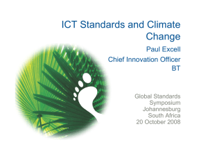 ICT Standards and Climate Change Paul Excell Chief Innovation Officer