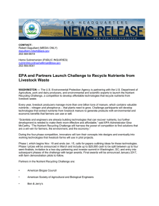 EPA and Partners Launch Challenge to Recycle Nutrients from Livestock Waste